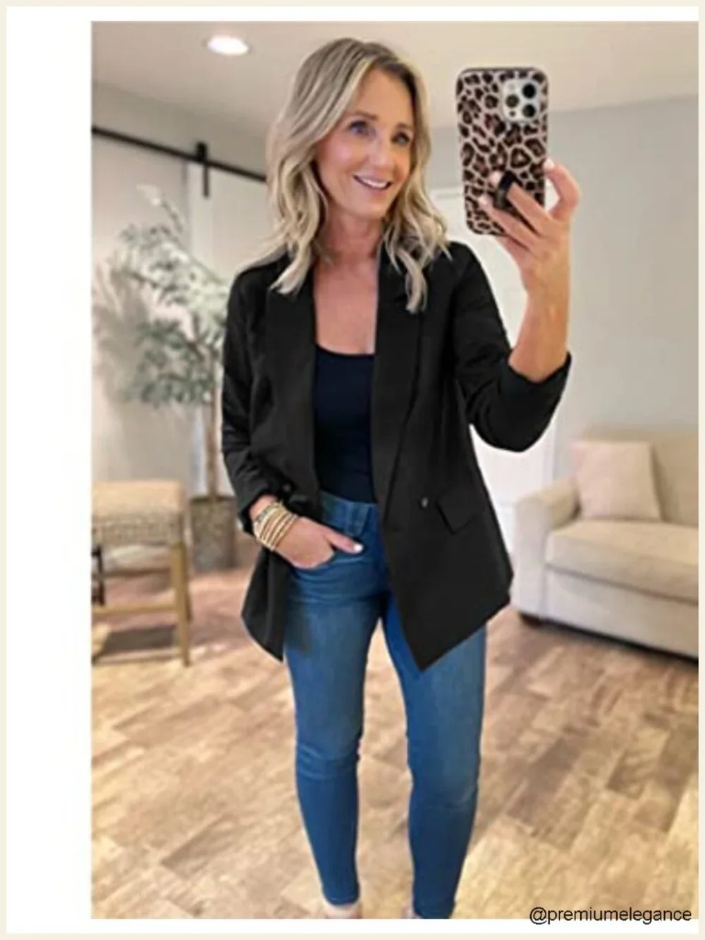 Women's Double Breasted Blazer with Flap Pockets - Office Ready